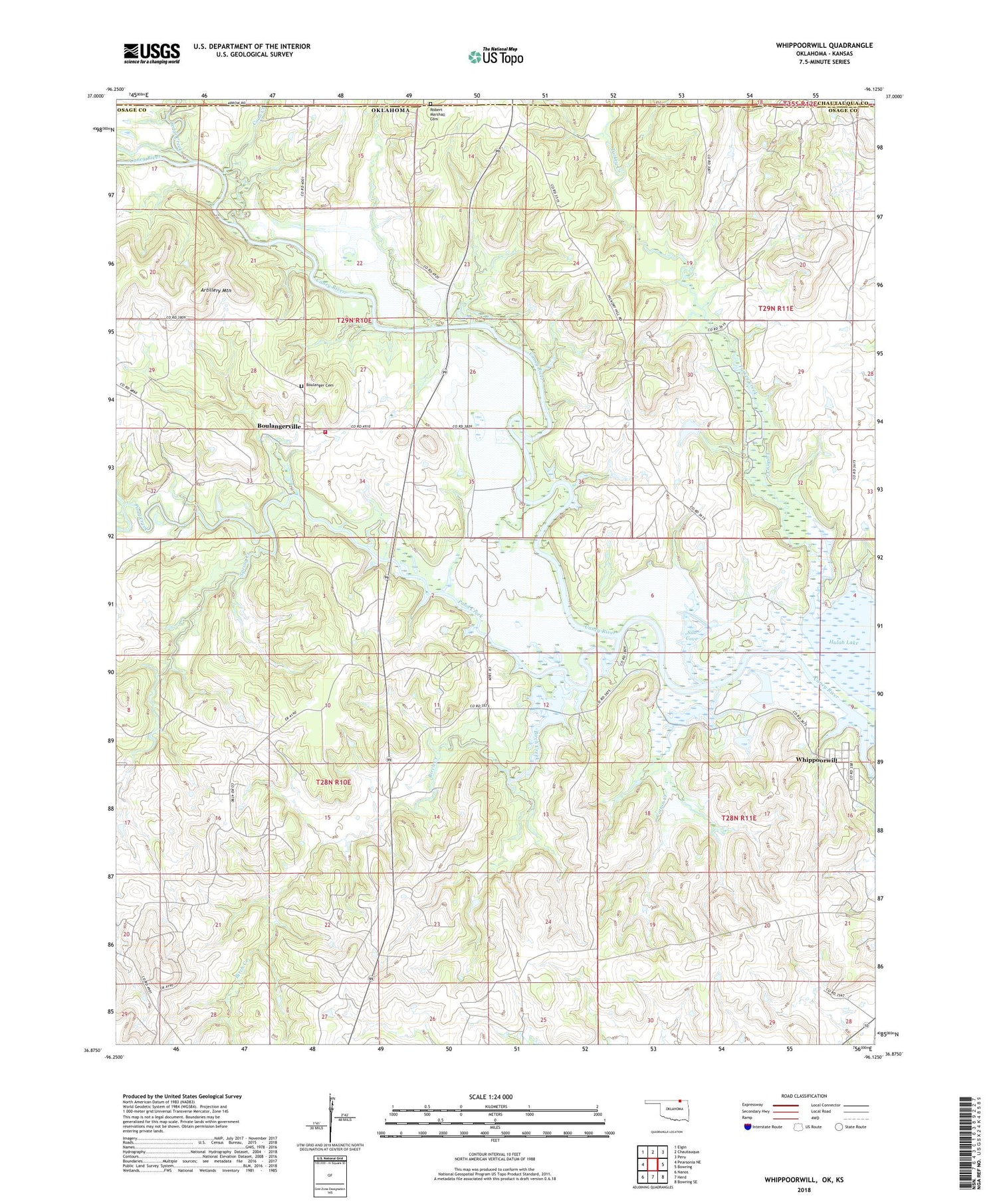 Whippoorwill Oklahoma US Topo Map Image