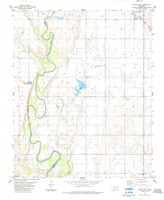 Classic USGS White Lake Oklahoma 7.5'x7.5' Topo Map Image