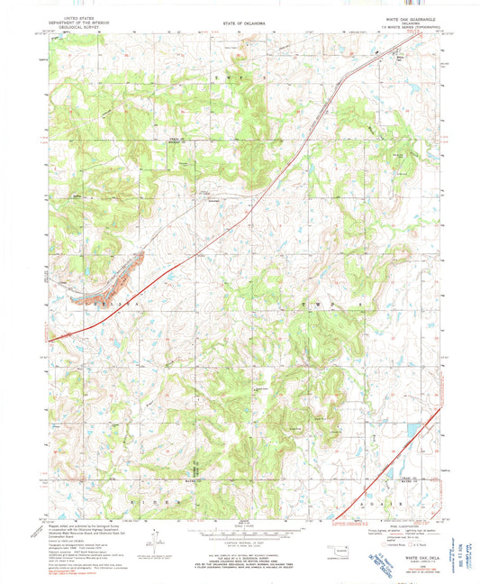 Classic USGS White Oak Oklahoma 7.5'x7.5' Topo Map Image