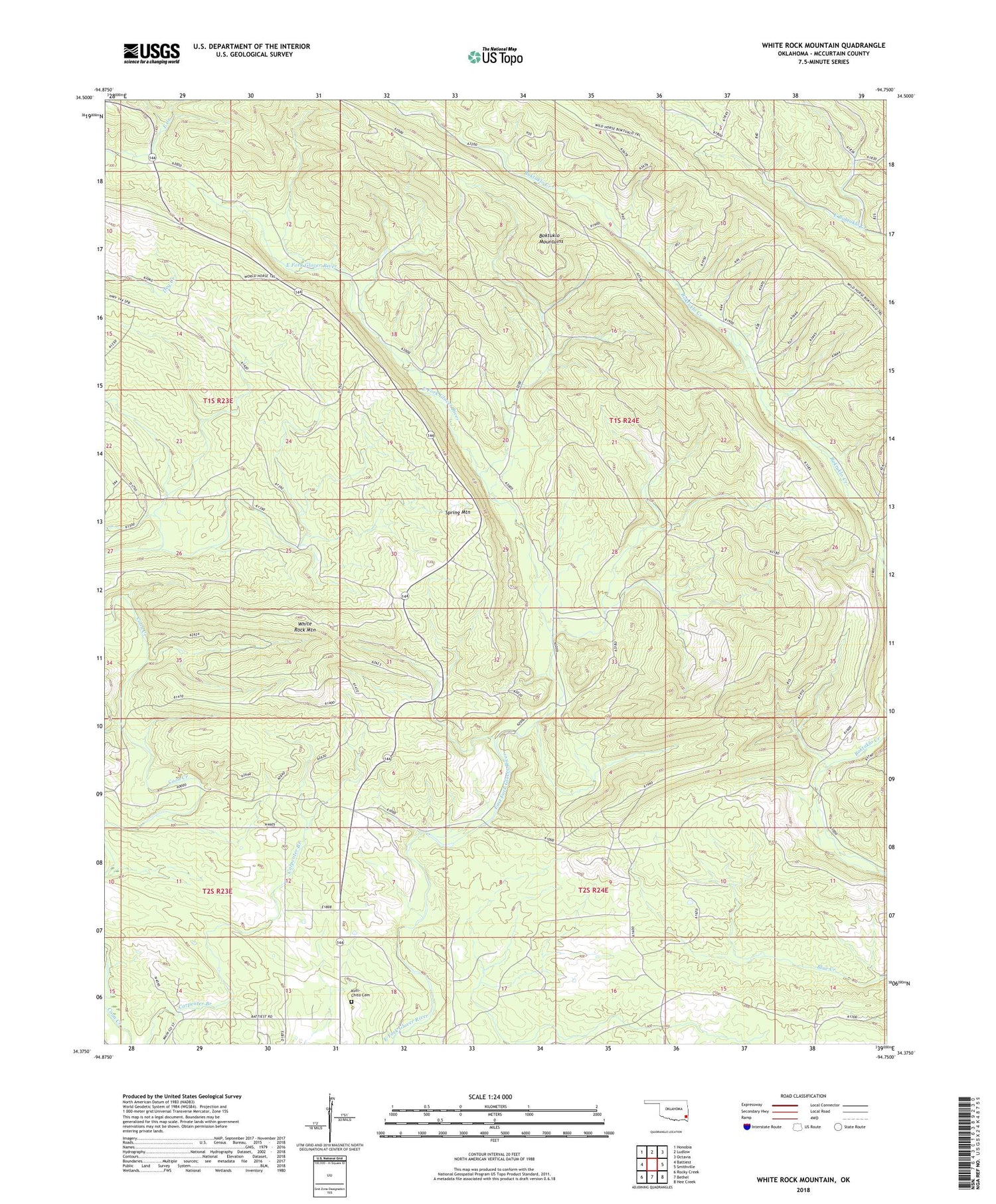 White Rock Mountain Oklahoma US Topo Map Image