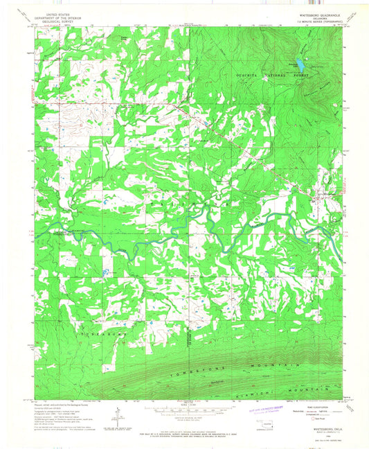 Classic USGS Whitesboro Oklahoma 7.5'x7.5' Topo Map Image