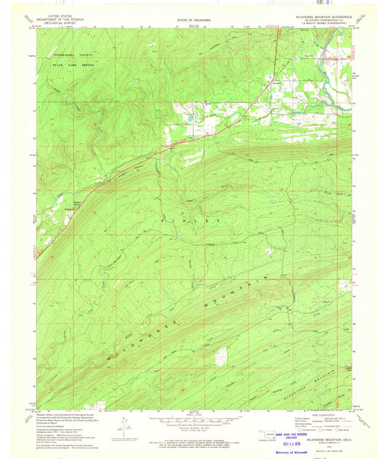Classic USGS Wildhorse Mountain Oklahoma 7.5'x7.5' Topo Map Image