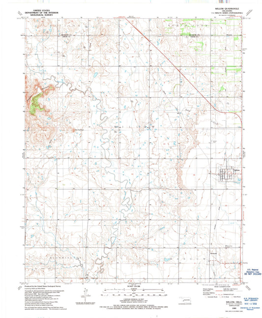 Classic USGS Willow Oklahoma 7.5'x7.5' Topo Map Image