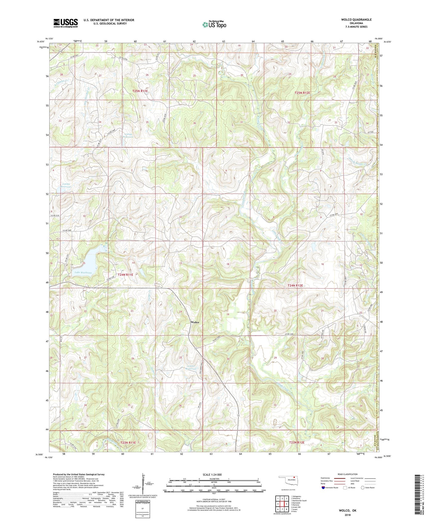 Wolco Oklahoma US Topo Map Image