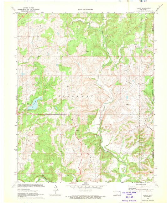 Classic USGS Wolco Oklahoma 7.5'x7.5' Topo Map Image