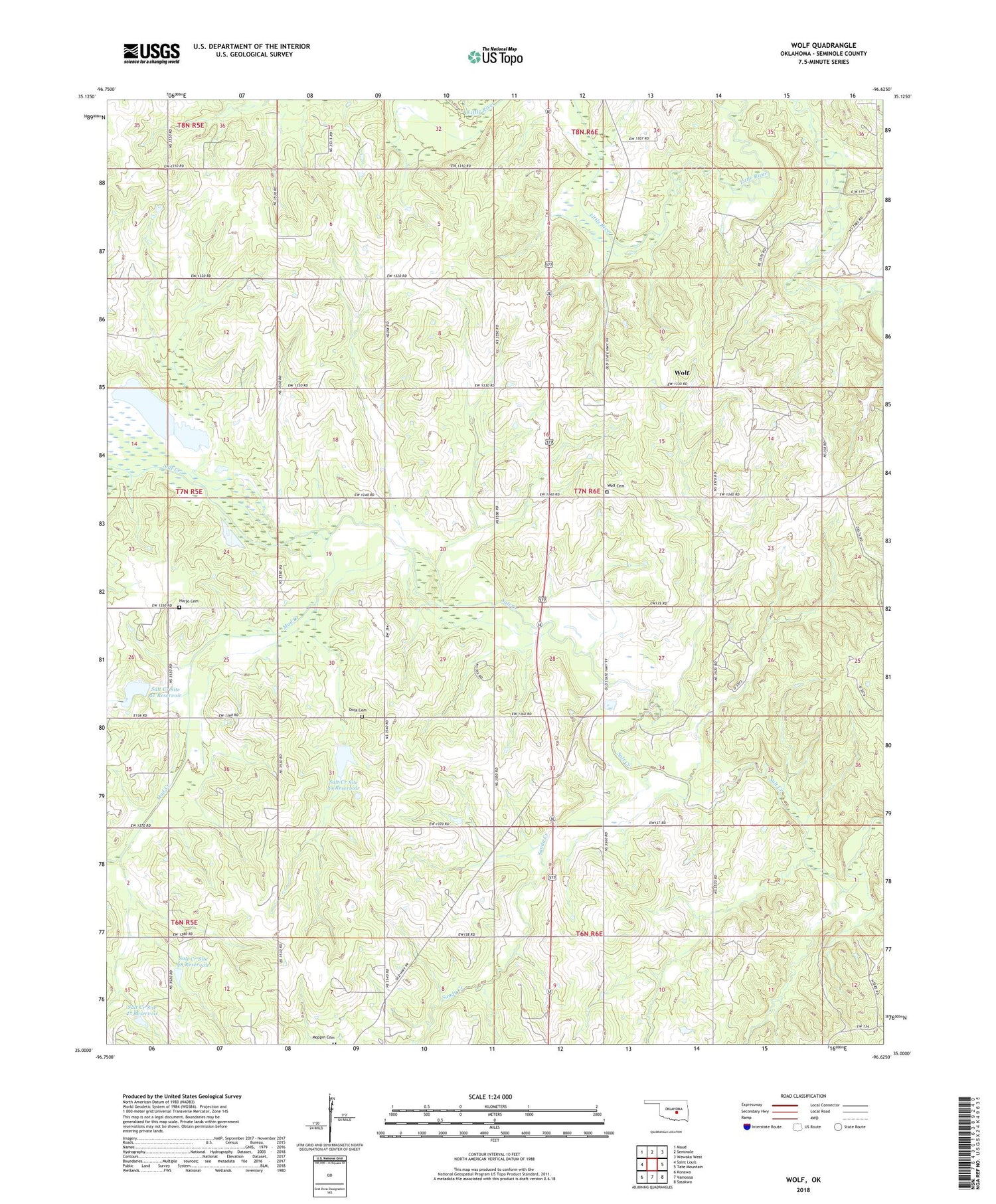 Wolf Oklahoma US Topo Map Image