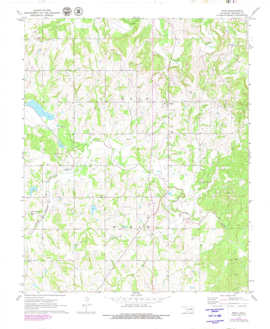 Classic USGS Wolf Oklahoma 7.5'x7.5' Topo Map Image