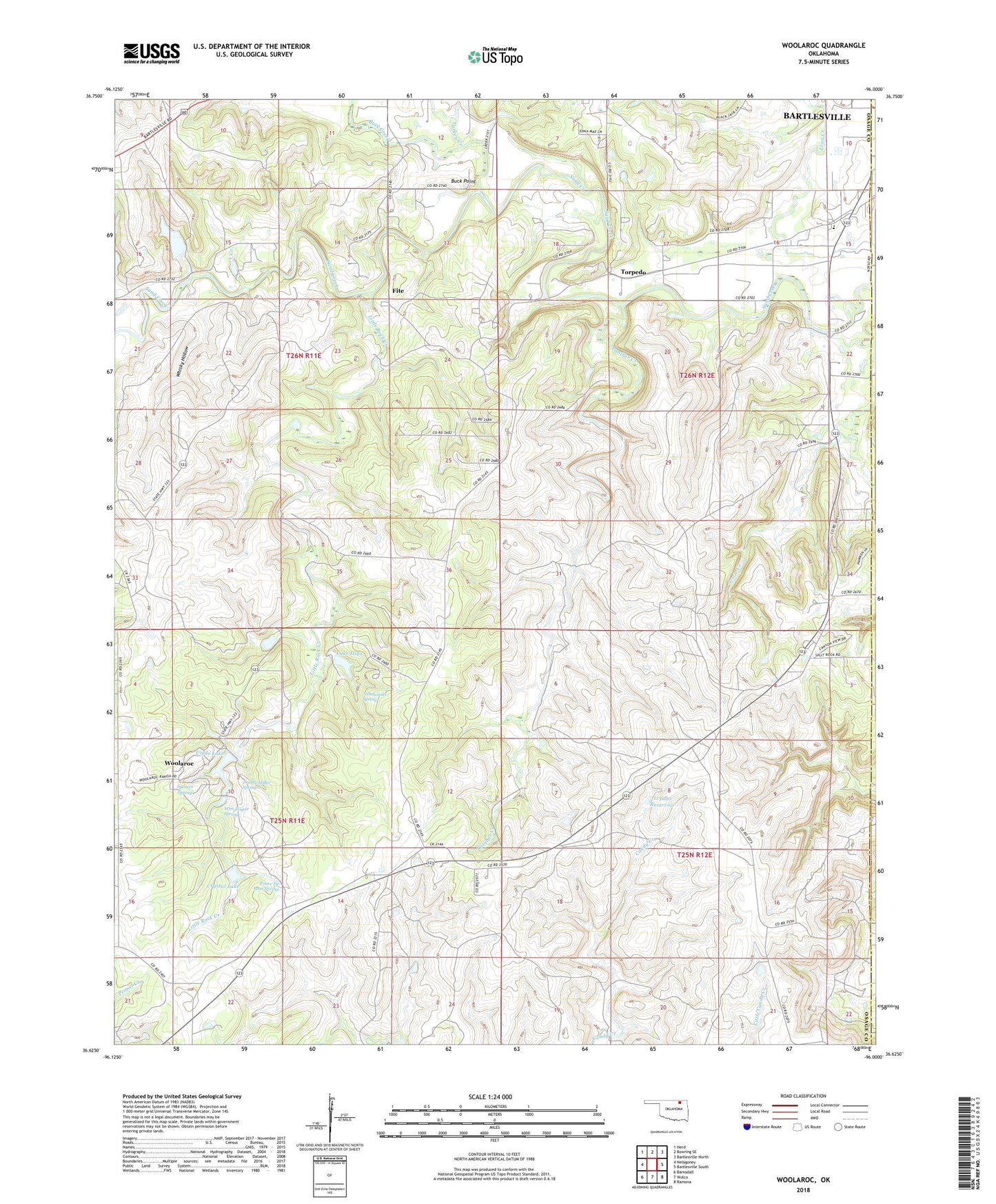 Woolaroc Oklahoma US Topo Map Image