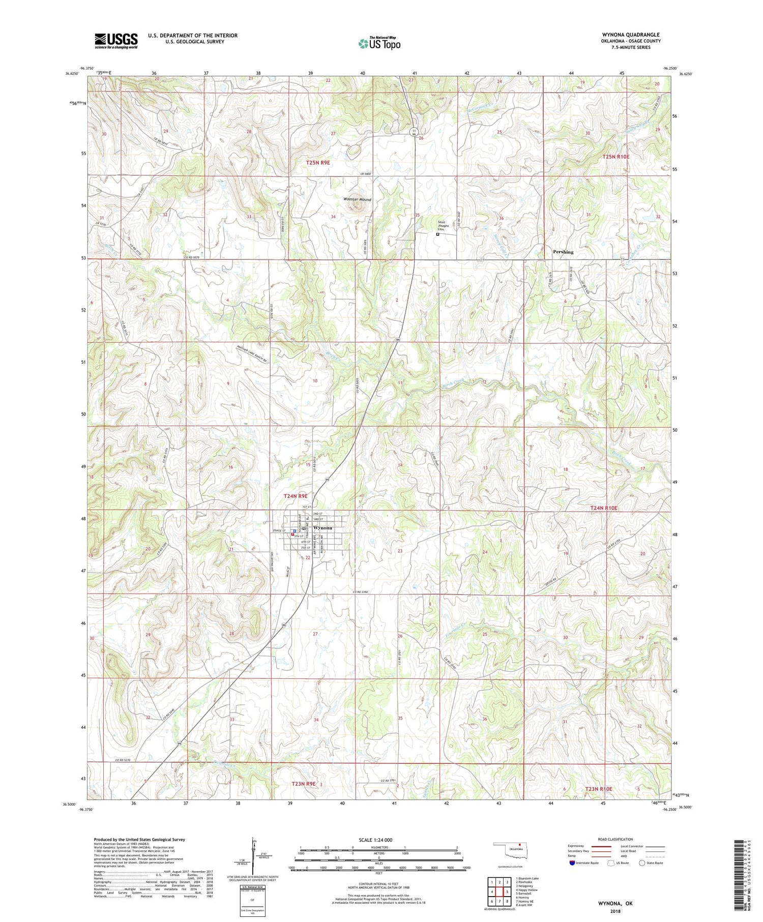 Wynona Oklahoma US Topo Map Image