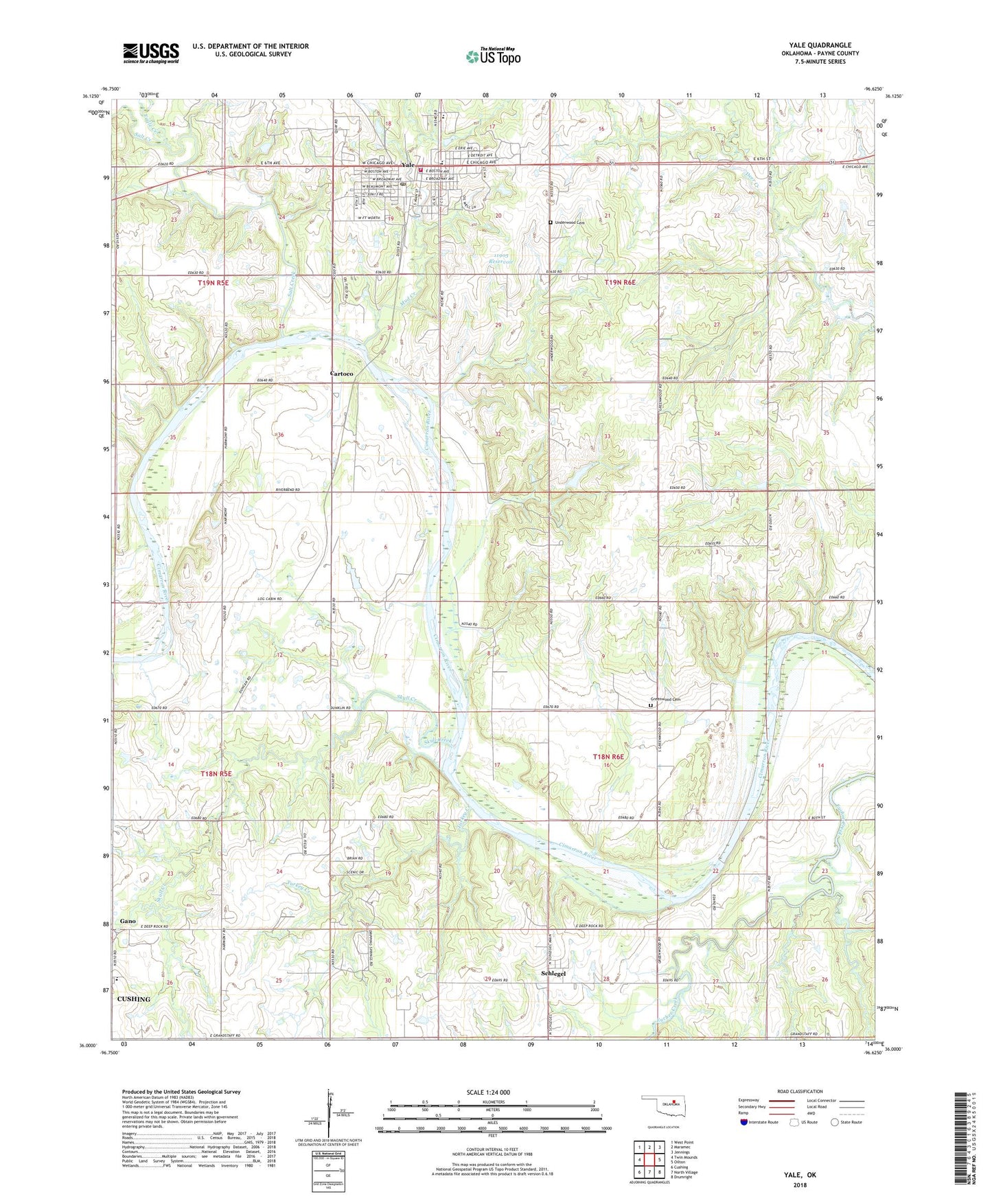 Yale Oklahoma US Topo Map Image