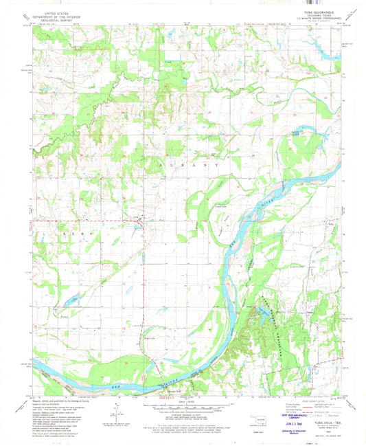 Classic USGS Yuba Oklahoma 7.5'x7.5' Topo Map Image