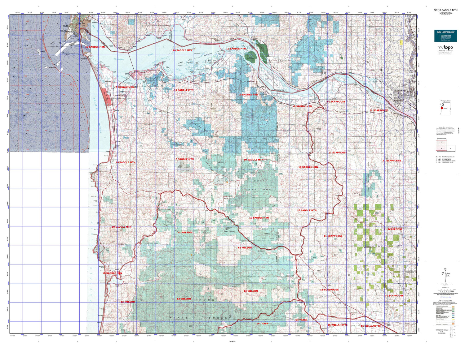 Oregon 10 Saddle Mtn Map Image