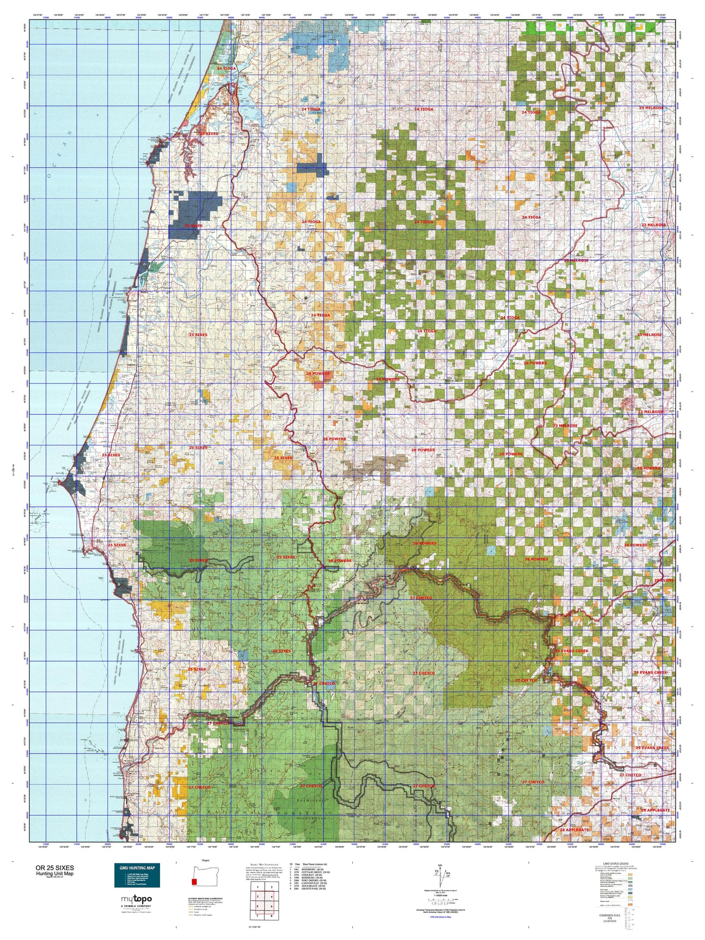 Oregon 25 Sixes Map Image