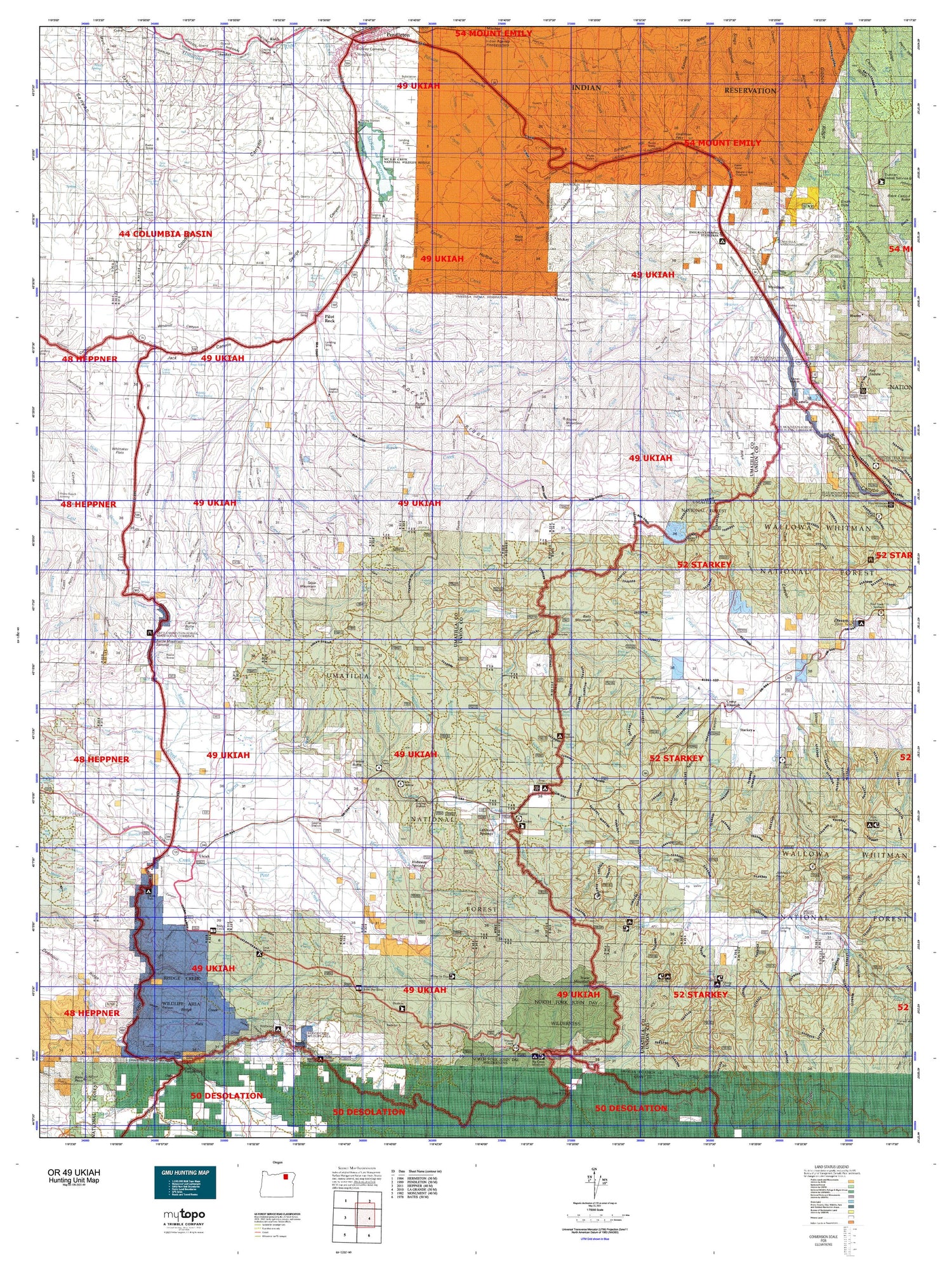 Oregon 49 Ukiah Map Image