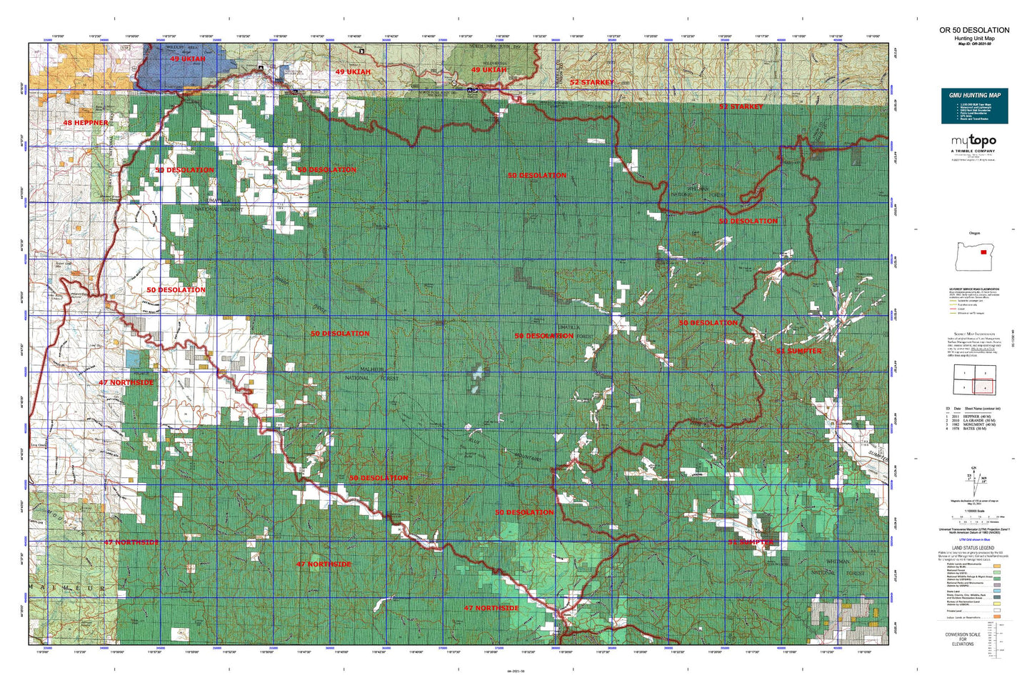 Oregon 50 Desolation Map Image