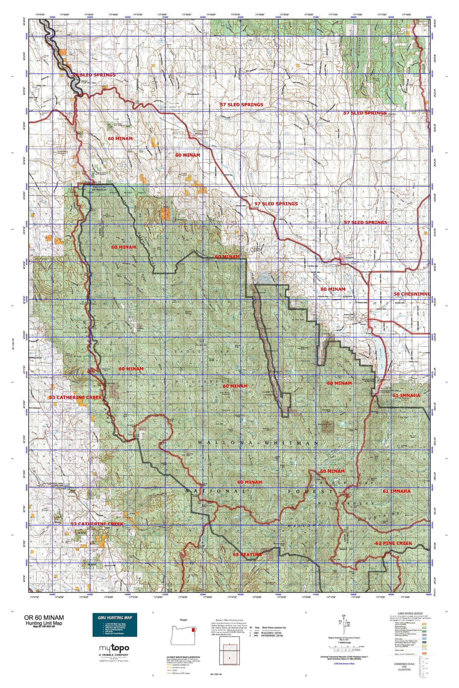 Oregon 60 Minam Map Image