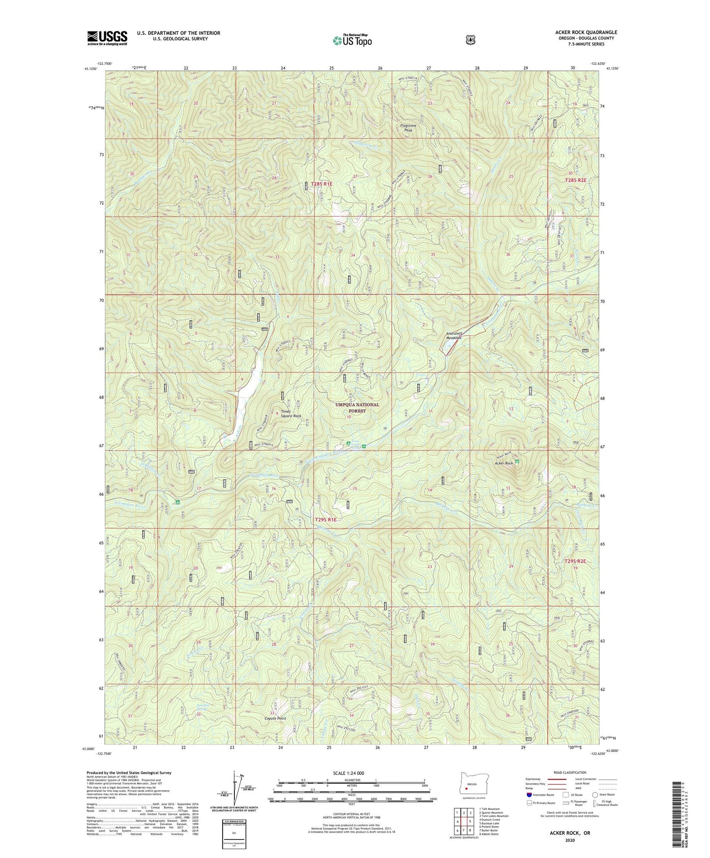 Acker Rock Oregon US Topo Map Image