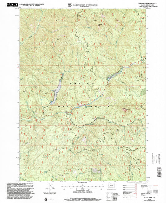 Classic USGS Acker Rock Oregon 7.5'x7.5' Topo Map Image