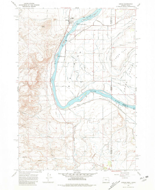 Classic USGS Adrian Oregon 7.5'x7.5' Topo Map Image