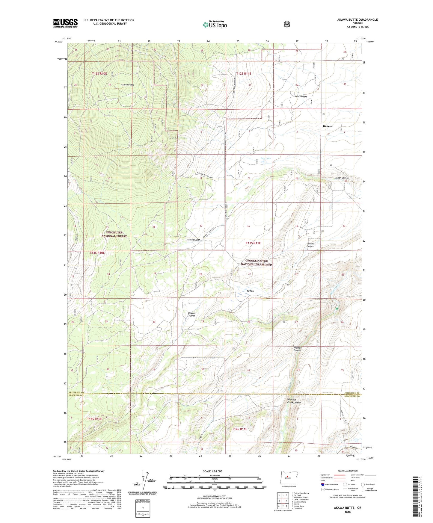Akawa Butte Oregon US Topo Map Image