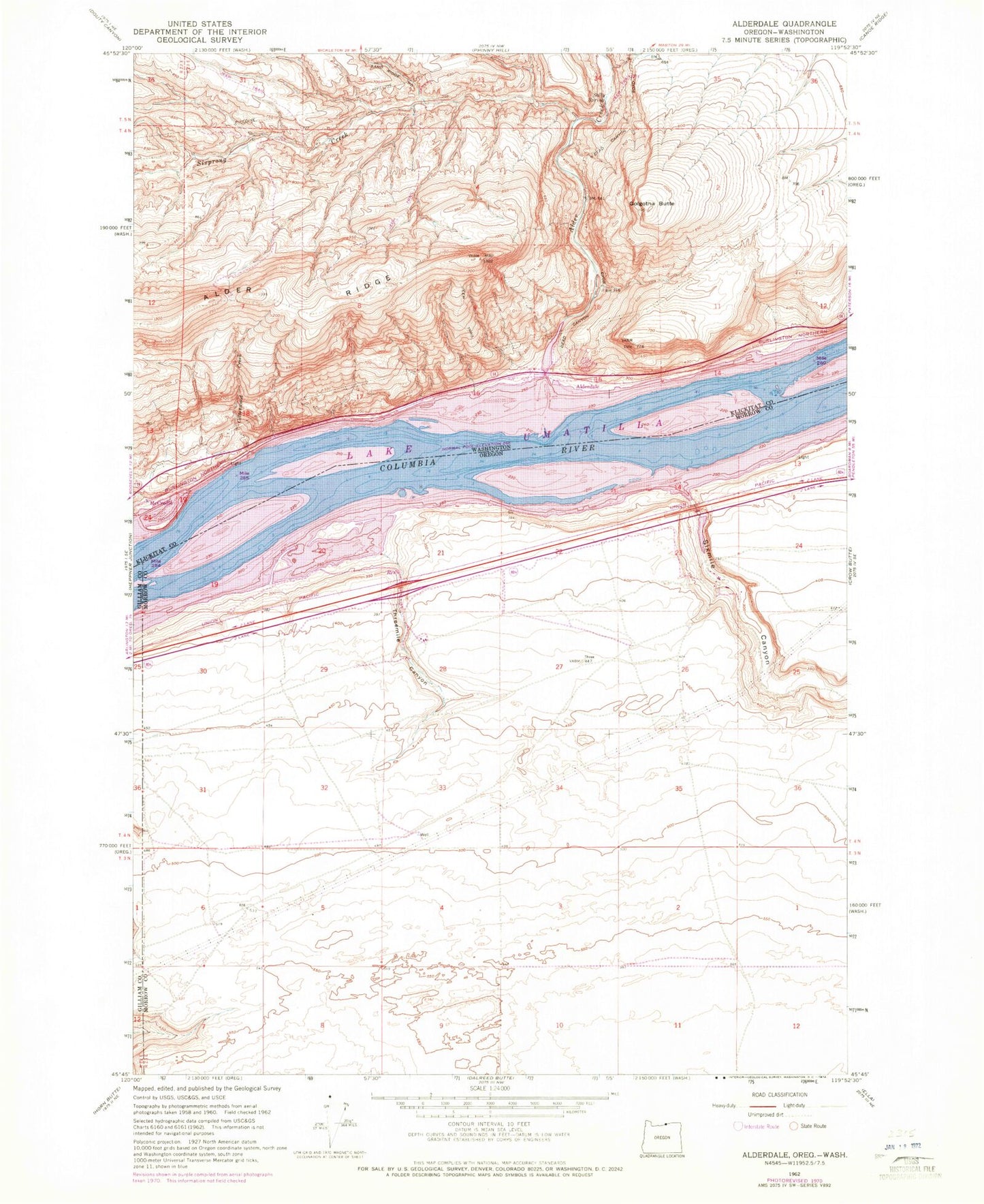 Classic USGS Golgotha Butte Washington 7.5'x7.5' Topo Map Image