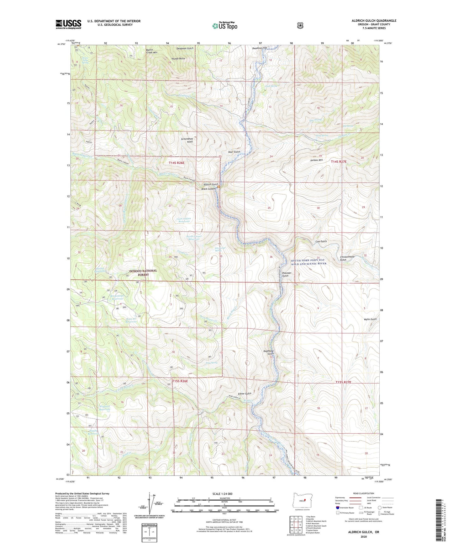 Aldrich Gulch Oregon US Topo Map Image