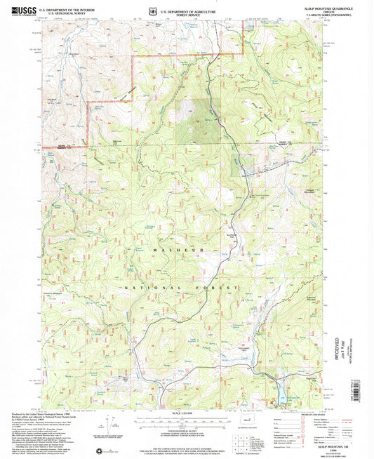 Classic USGS Alsup Mountain Oregon 7.5'x7.5' Topo Map Image