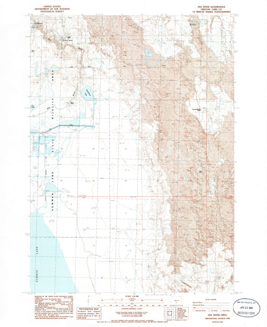 Classic USGS Ana River Oregon 7.5'x7.5' Topo Map Image