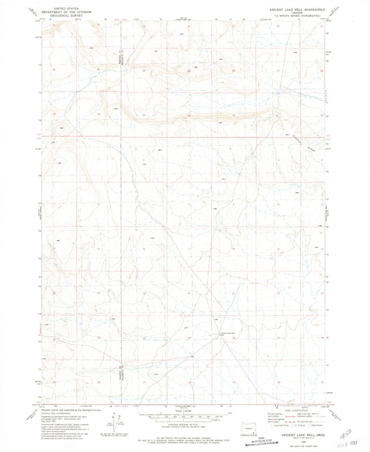 Classic USGS Ancient Lake Well Oregon 7.5'x7.5' Topo Map Image