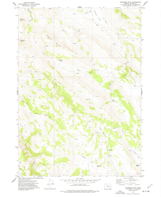 Classic USGS Anderson Mountain Oregon 7.5'x7.5' Topo Map Image