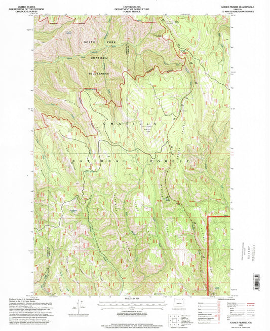 Classic USGS Andies Prairie Oregon 7.5'x7.5' Topo Map Image