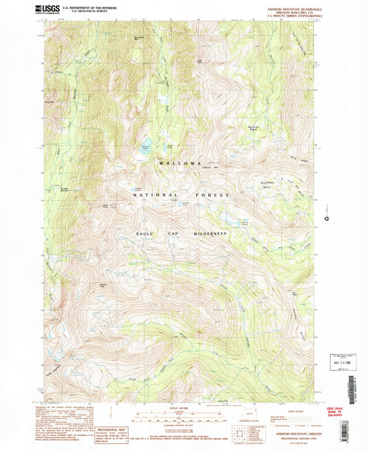 USGS Classic Aneroid Mountain Oregon 7.5'x7.5' Topo Map Image