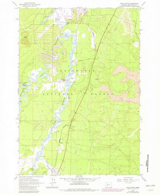 Classic USGS Anns Butte Oregon 7.5'x7.5' Topo Map Image