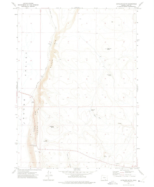 Classic USGS Antelope Butte Oregon 7.5'x7.5' Topo Map Image