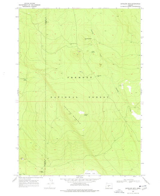 Classic USGS Antelope Mountain Oregon 7.5'x7.5' Topo Map Image