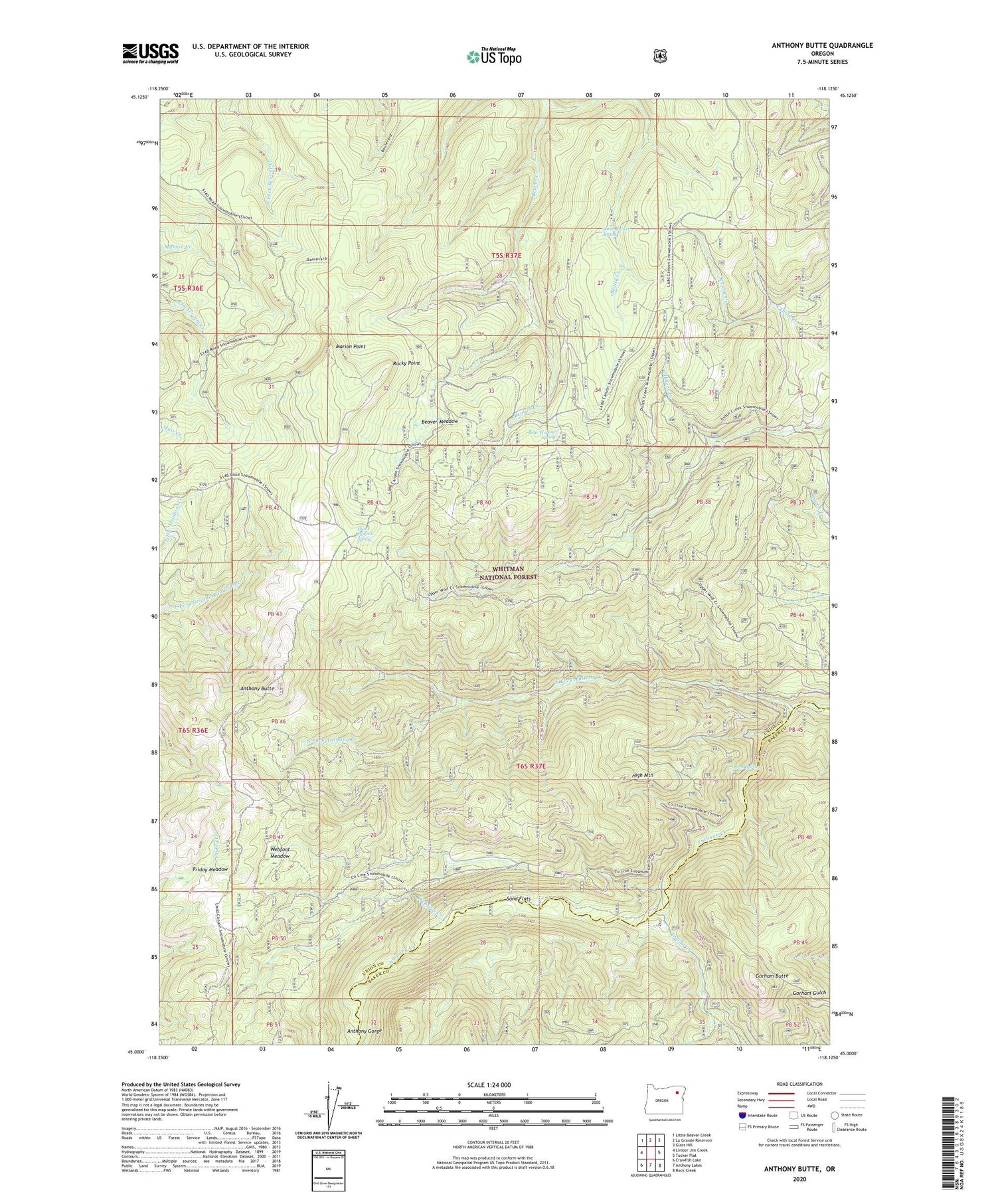 Anthony Butte Oregon US Topo Map Image