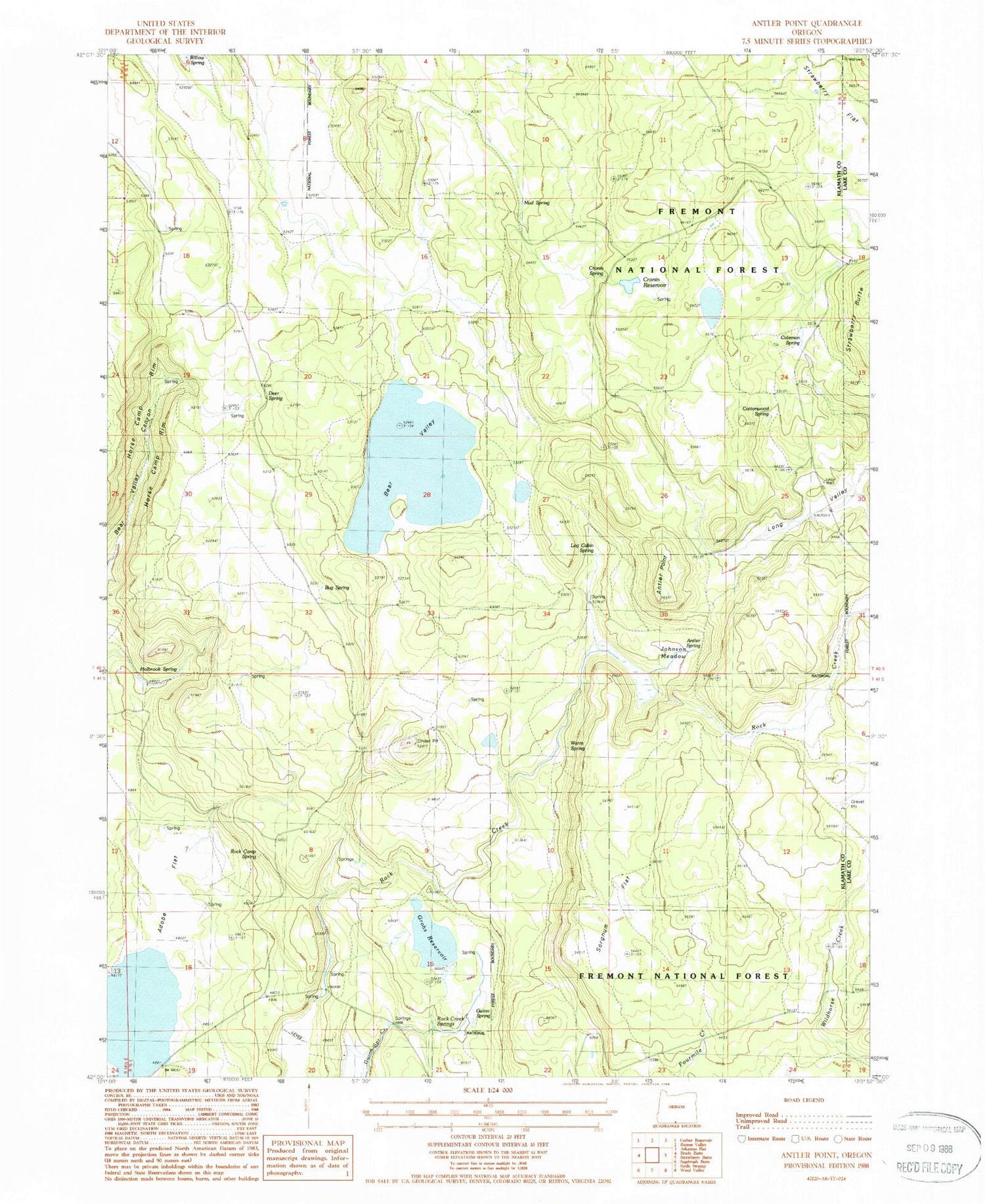 Classic USGS Antler Point Oregon 7.5'x7.5' Topo Map Image