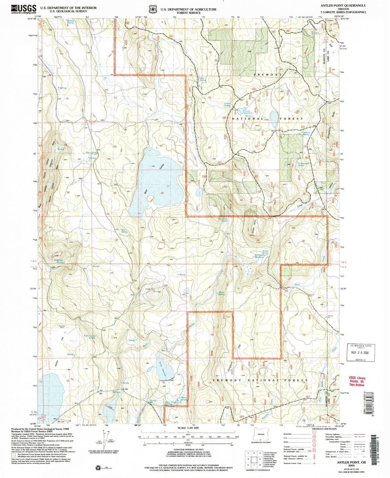 Classic USGS Antler Point Oregon 7.5'x7.5' Topo Map Image