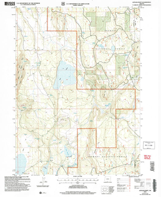 Classic USGS Antler Point Oregon 7.5'x7.5' Topo Map Image