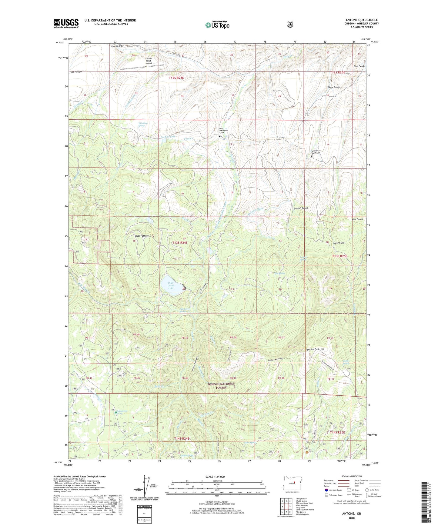 Antone Oregon US Topo Map Image