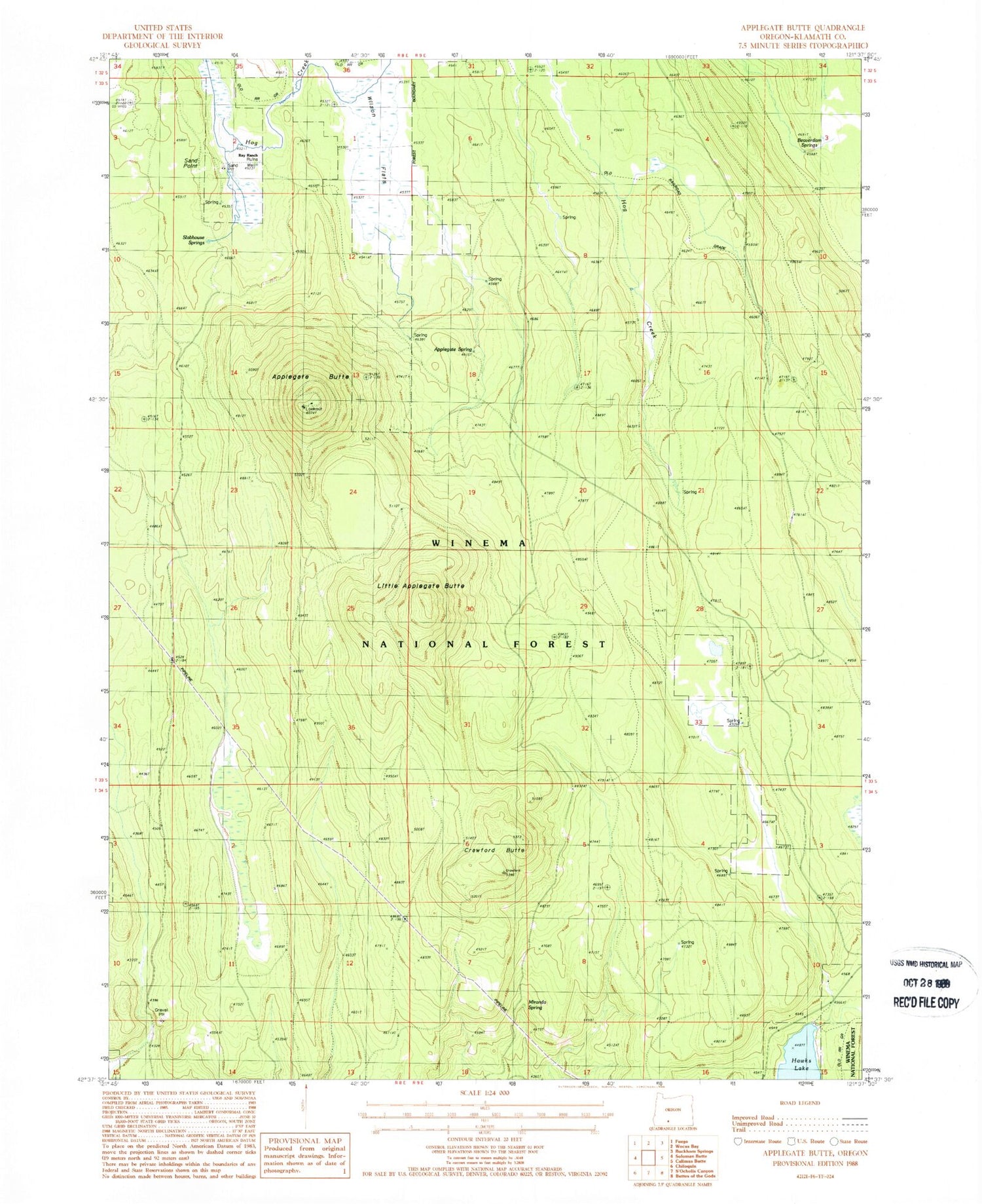 Classic USGS Applegate Butte Oregon 7.5'x7.5' Topo Map Image