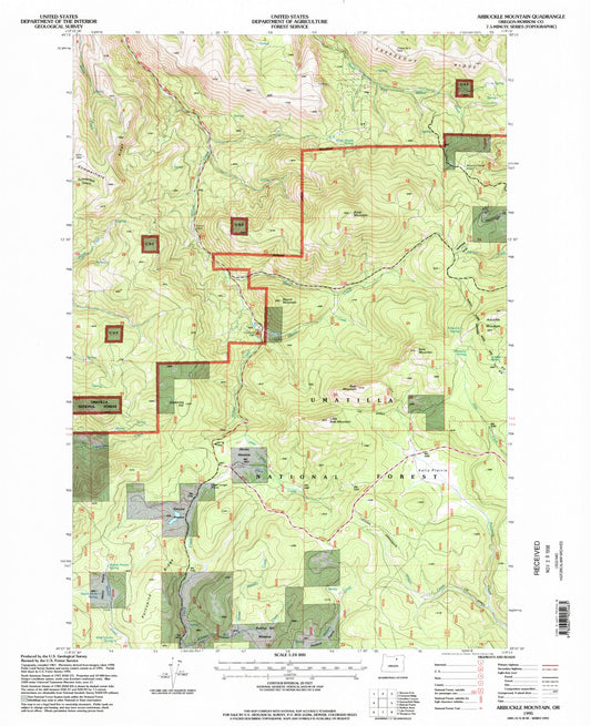 Classic USGS Arbuckle Mountain Oregon 7.5'x7.5' Topo Map Image