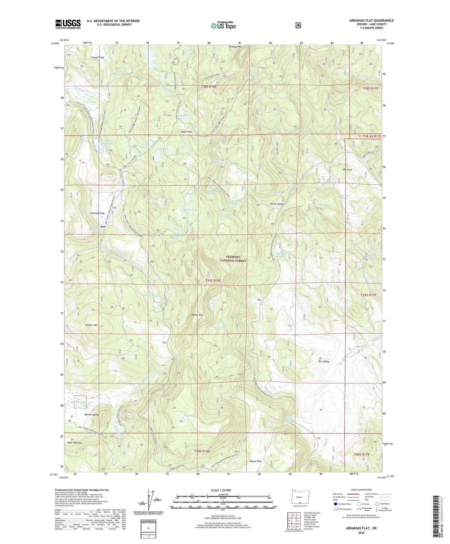 Arkansas Flat Oregon US Topo Map Image