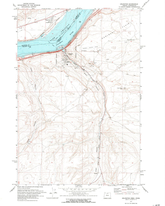 Classic USGS Arlington Oregon 7.5'x7.5' Topo Map Image