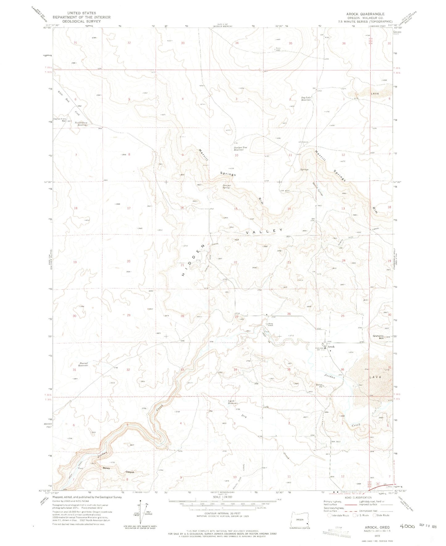 Classic USGS Arock Oregon 7.5'x7.5' Topo Map Image