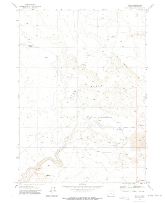 Classic USGS Arock Oregon 7.5'x7.5' Topo Map Image