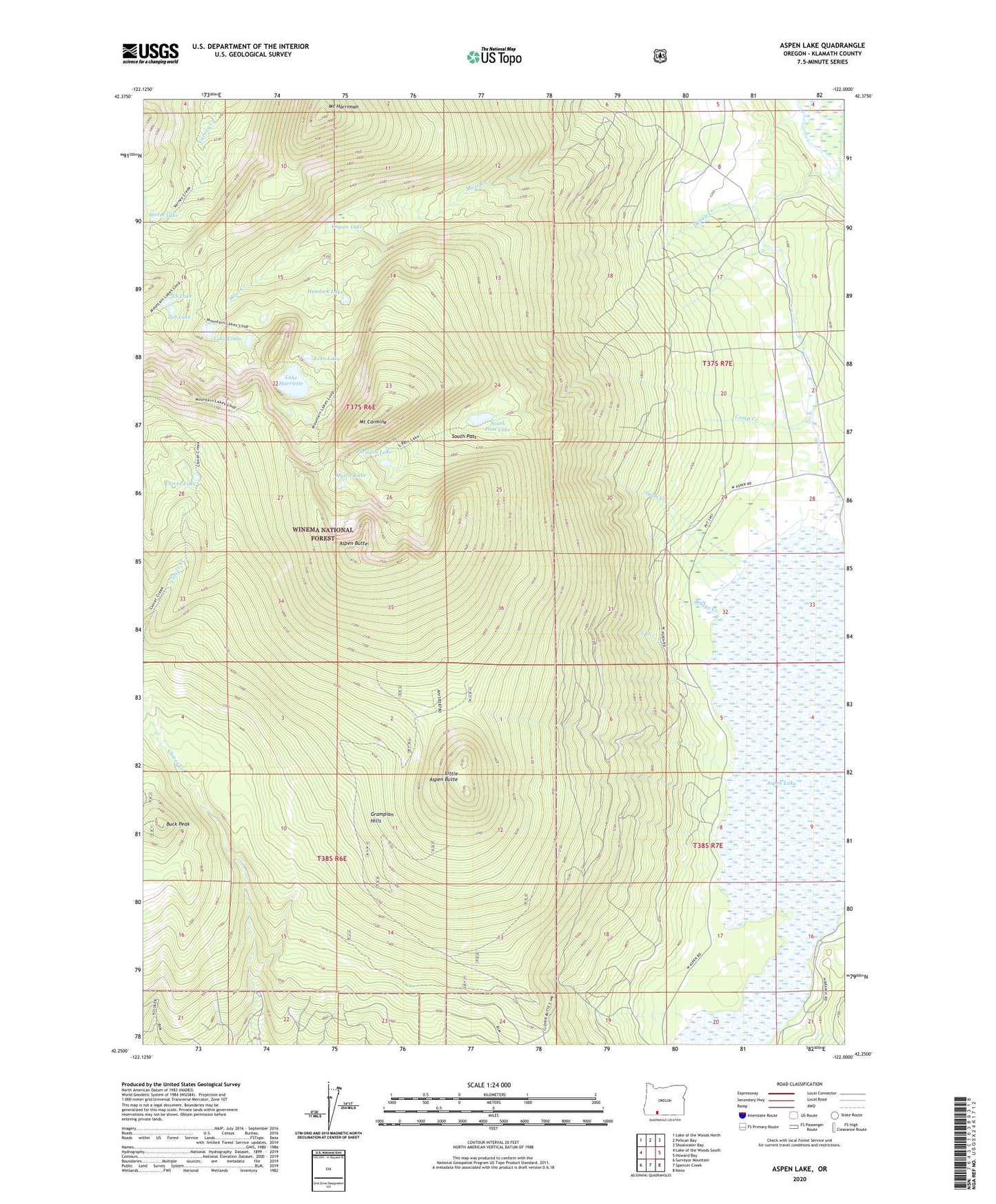 Aspen Lake Oregon US Topo Map Image