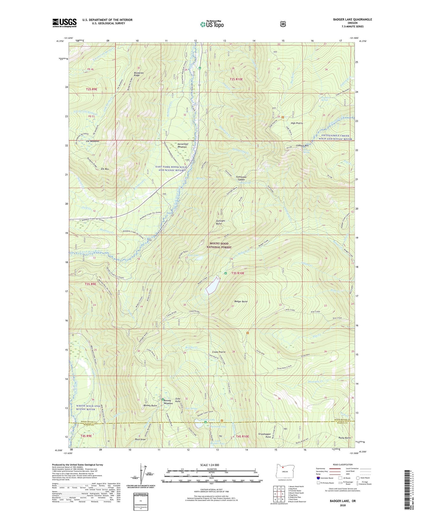 Badger Lake Oregon US Topo Map Image