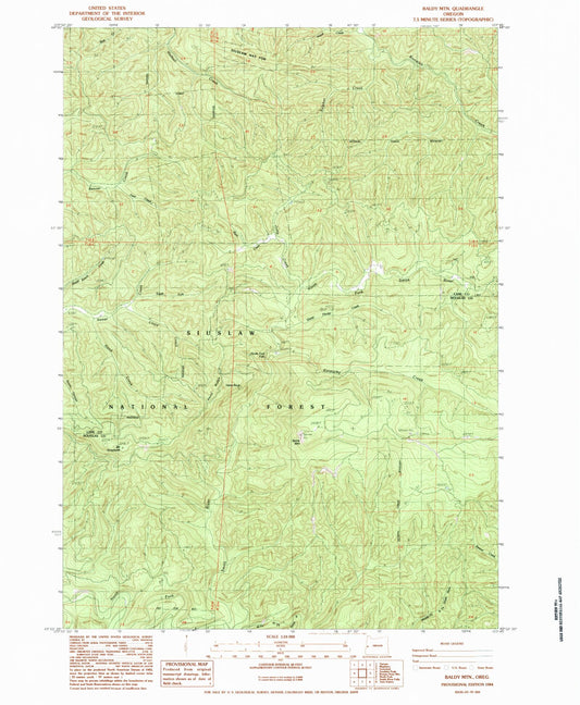 Classic USGS Baldy Mountain Oregon 7.5'x7.5' Topo Map Image