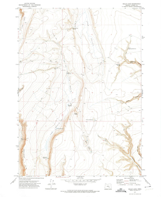 Classic USGS Balls Lake Oregon 7.5'x7.5' Topo Map Image